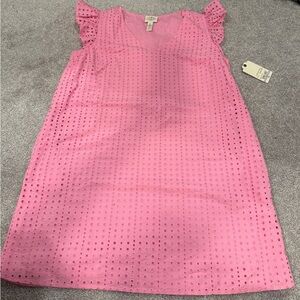 Pink Bloom Eyelet V-neck Dress